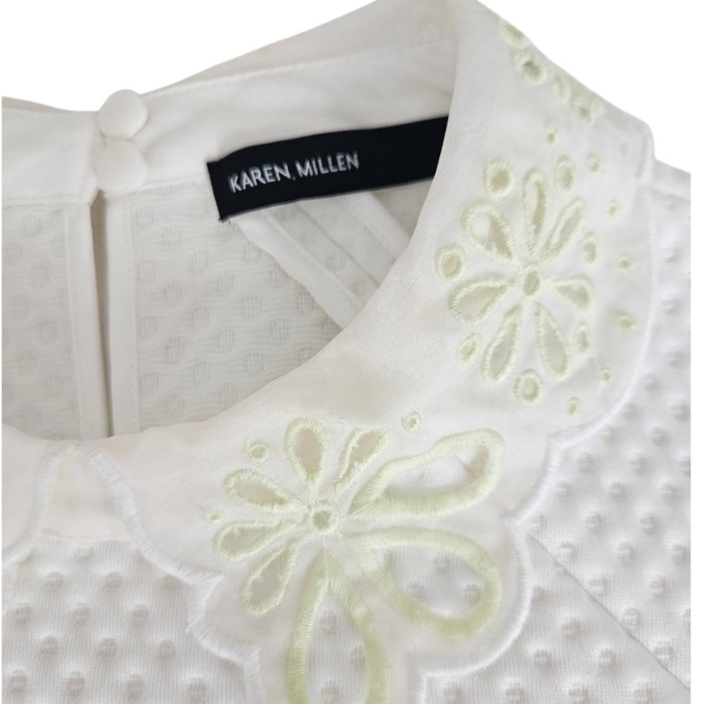Karen Millen White Textured Peplum Peter Pan Collar - Picture 2 of 10